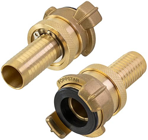 Poppstar Set of 2 Brass Suction and high-Pressure Coupling (Connector 3/4 inch Hose Grommet) with Sealing Ring and locknut - Image 3