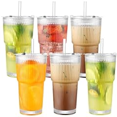 6 Glasses + 6 Straws + 6 Lids