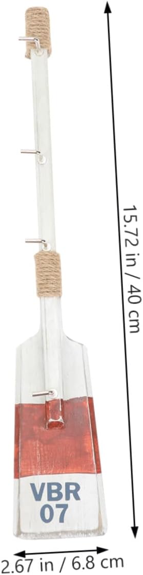 Zerodeko Wooden Boat Paddle Wall Hook 40cm Red Nautical Coat Hanger Coastal Beach Style Decorative Hook for Home Storage and Towel Hanging