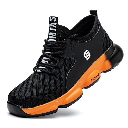 Safety Shoes for Men Women Steel Toe Boots Non-Slip Lightweight Breathable Sneakers Puncture Proof Protective Industrial Black Work Shoes - EU 42