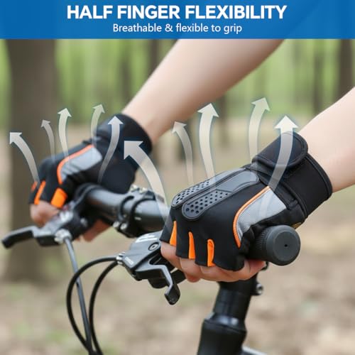 Image of PROBEROS Gym Gloves, Fitness Weightlifting Gloves with Wrist Support, Half Finger Gym Gloves for Men & Women, Padded Anti-Slip Palm Workout Gloves for Weightlifting, Training, Cycling-M