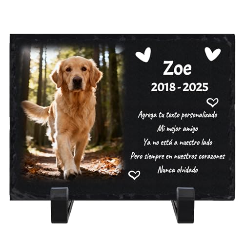 Givelle Marco Conmemorativo para Perros, Placa Personalizada con Foto, Regalo de Simpatía para Mascotas, Piedra Conmemorativa