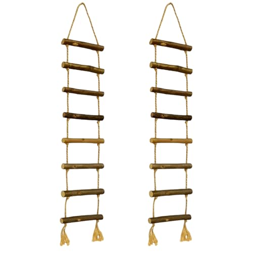 BaiDekun - BaiDekun 2 Stück Small Strickleiter für Wichtelstreich, Elfenleiter, Miniatur Leiter, Miniatur Wichtel Leiter für Wichteltür Weihnachten Deko Puppenhaus, Strickleiter 10 x 70cm - -33%