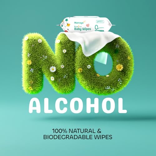 Image of Mamaya Bamboo Baby Wipes (Pack of 8) | Enriched with Virgin Coconut Oil & Aloe Vera | pH 5.5 Alcohol-Free Wipes for New Born Baby | Wet Wipes for Baby Combo Offers