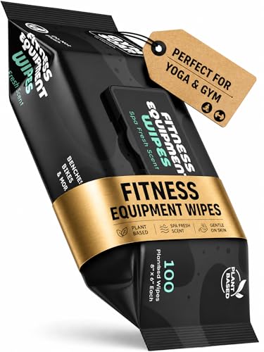 GymSoap Gym & Yoga Mat Cleaner Wipes Plant Based - 100 Gym Equipment Wipes to Clean Exercise Equipment Treadmill Peloton Bikes - Gym Supplies Cleaning Wipes for Home & Gym - Spa Fresh Scent