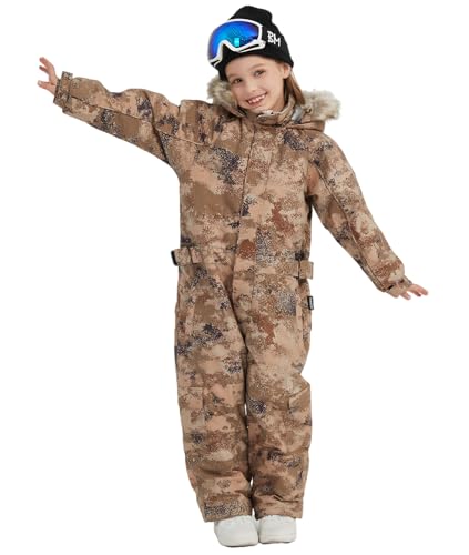 Image of Kids Girls Boys Waterproof Colorful One Piece Snowsuits Coveralls Ski Suits Jackets Winter Jumpsuits