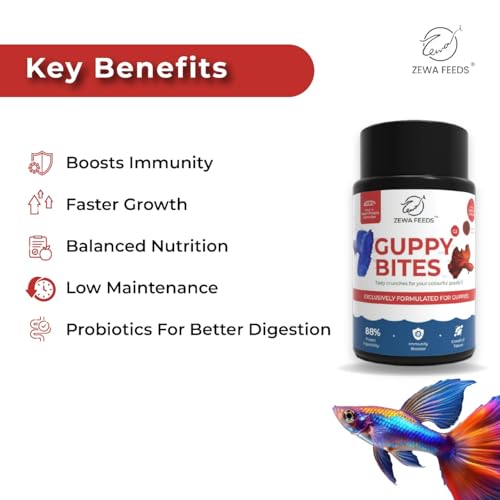 Image of Guppy Bites 45g | High Protein Fish Food for Guppy & Small Fish | Micro Pellets 0.3-0.6 mm | 88% Digestibility | Rapid Growth & Vibrant Color