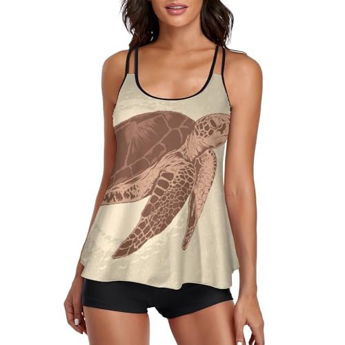 Bikini avec short et robe de plage tankini femme pour masquer les rondeurs