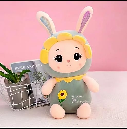 Image of A Little Swag Cute Sunflower Rabbit Bunny Stuffed Doll Plush Soft Toys Play for Kids Boys Girls, 25 cm