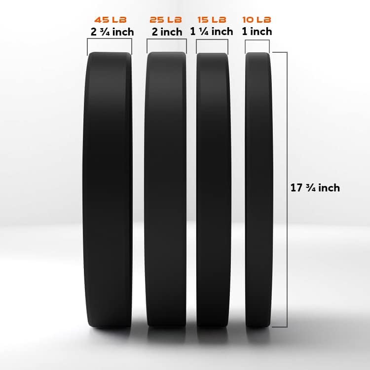 Miniatura 4 de GYMENIST Los discos de parachoques están hechos para barras olímpicas de 2 pulgadas, disponibles de 10 libras hasta 55 libras, negro o multicolor