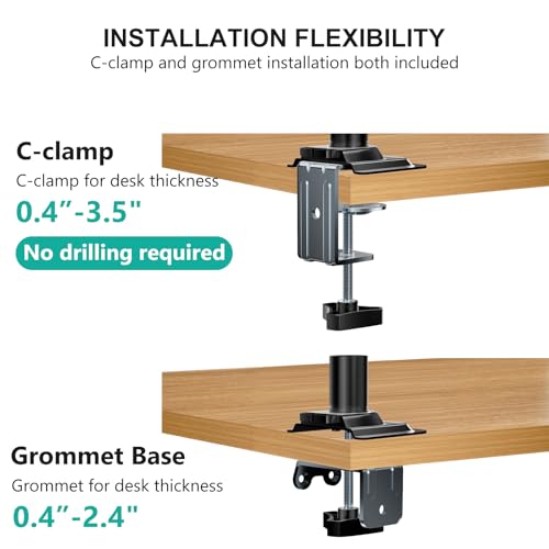 Image of WALI Laptop Desk Mount for 17 inch Notebook, Adjustable Single Monitor Arm with Laptop Holder for 32 inch Screen, Laptops Stand with Ventilated Tray, Up to 10 kg, (M00LP), Black