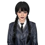 MUPUL Black Braided Wig With Bangs Long Braid Wig Cosplay Halloween Costume Wigs For Women
