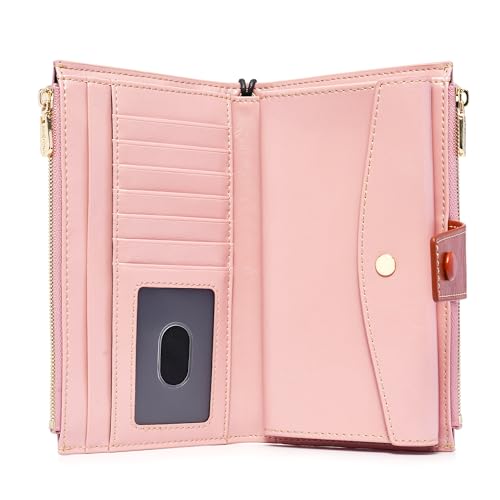 Portefeuille pour femme en cuir véritable chic avec dragonne pratique