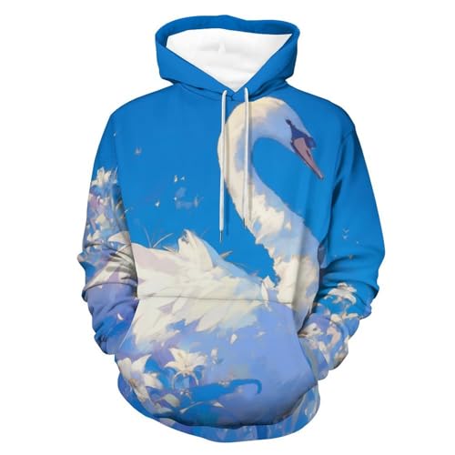 Sweat à Capuche Cygne Poétique Hoodie Manches Longues Premium S