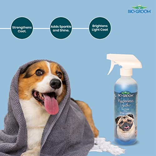 Image of Bio-groom Waterless Bath Shampoo for Dogs, Replenish Dogs Moisture and Maintain Coat Healthy, Silky, Shiny, Nourishes Skin and Keep Them Smelling Fresh, 473 Milliliter | No-rinse tear-free shampoo for quick pet cleaning.