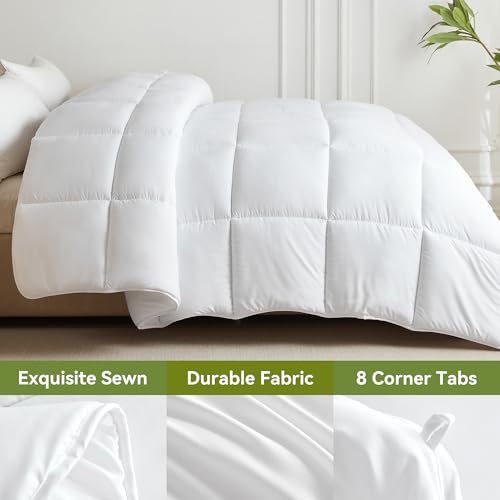 L LOVSOUL Down Alternative Comforter King Size Duvet Insert,All Season Duvet Insert with Corner Tabs,White Comforter King 106x90Inches
