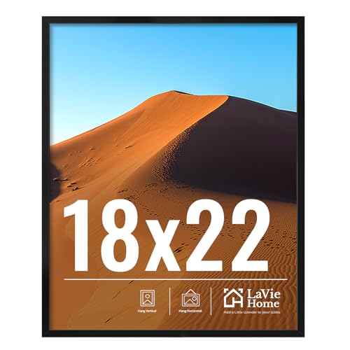 Image of LaVie Home 18x22 Picture Frame for Wall Display, 18x22 Black Picture Frame with HD Plexiglas, 18 x 22 Photo Frame 1 Pack, Display Frame for Vertical or Horizontal, Classic Collection