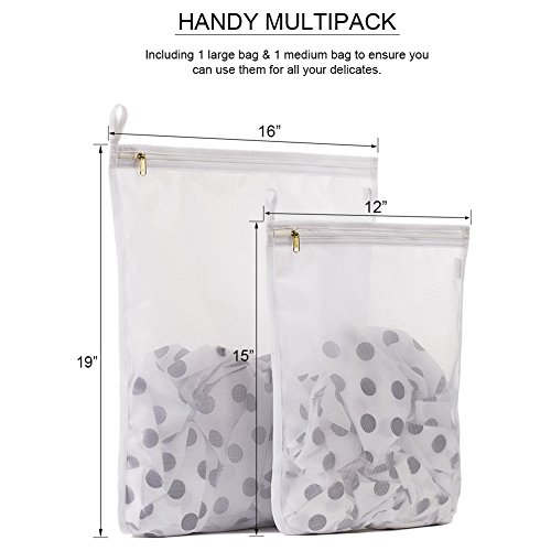 TENRAI-Delicates-Laundry-Bags-Bra-Fine-Mesh-Wash-Bag-for-Underwear-Lingerie-Bra-Pantyhose-Socks-Use-YKK-Zipper-Have-Hanger-Loops-White-1-Large-1-Medium TENRAI Delicates Laundry Bags Bra Fine Mesh Wash Bag for Underwear Lingerie Bra Pantyhose Socks Use YKK Zipper Have Hanger Loops White 1 Large 1 Medium