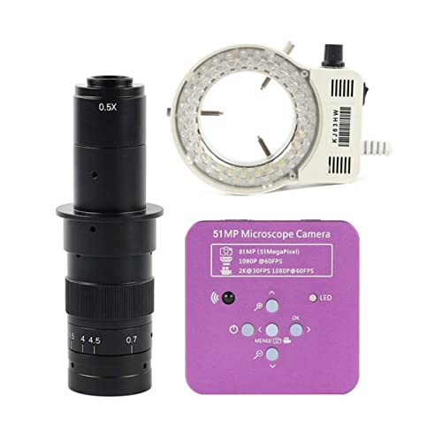 Microscope 51MP 2K Industrial Zoom Digital Microscope Lens(with 180X Lens Light)