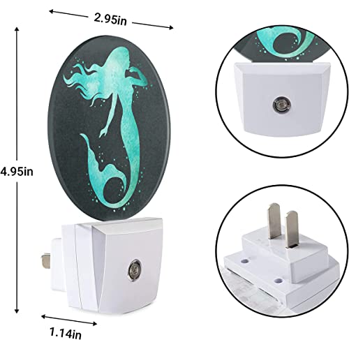Image of EKOBLA Mermaid Night Light, Green Fish Scale Ocean Theme Night Lights Plug Into Wall with Auto Sensor for Teens and Girls Bedroom