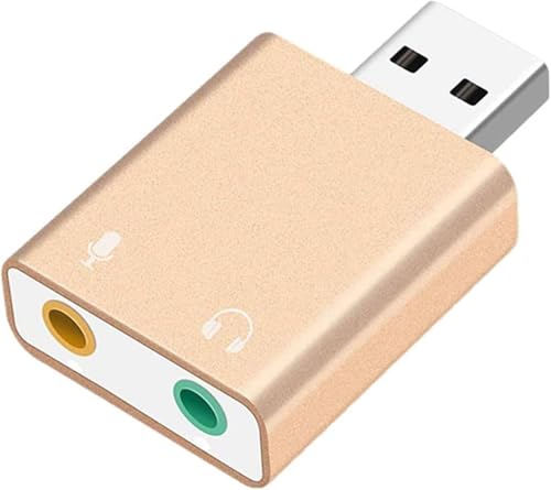Image of SANCY USB External Sound Card Adapter - 3.5mm TRS Audio Interface for Headphones & Microphone Plug & Play USB Audio Adapter for PC, Laptop, Mac Gold (1-Pack)