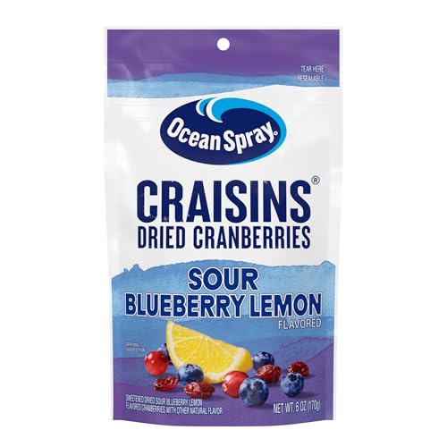 Image of Ocean Spray Craisins Sweetened Dried Cranberries, Sour Blueberry Lemon, 6oz Pouch