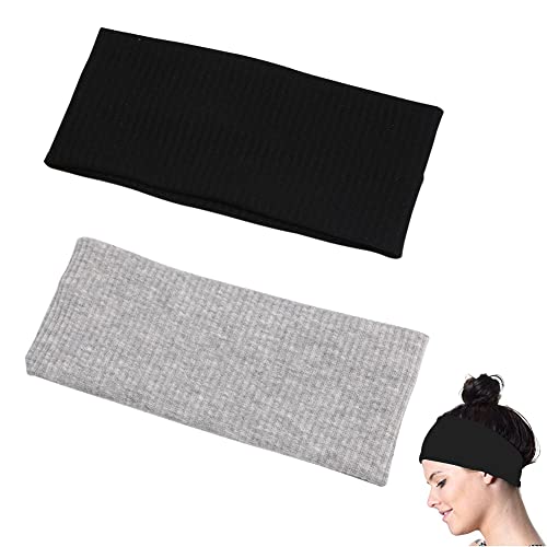 Bandeaux de Sport, Bandeaux de Cheveux Élastique Antidérapant, Bandeau Anti-Transpiration, Bandeaux De Coton De Yoga, pour Jogging Football Faire Exercice Femmes Hommes (2pcs)