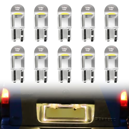 Image of 10Pcs 501 LED Bulbs W5W Bulb, Car Bulbs Sidelight Light T10 194 168 2825 Cool Yellow 3500K 0.5W 12V LED Side Light Car Bulbs Dome for Replacement Map Trunk Tail Courtesy License Plate Car Interior