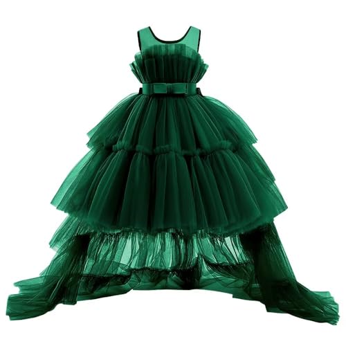 High Low Flower Girl Dresses for Wedding Kids Ruffle Tulle Communion Party Princess Pageant Ball Gown Dress with Train