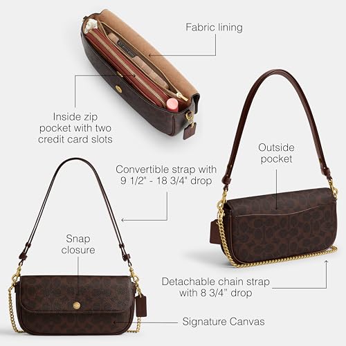 Coach Brook Flap Bag with Chain in Signature Canvas, B4/Maple3