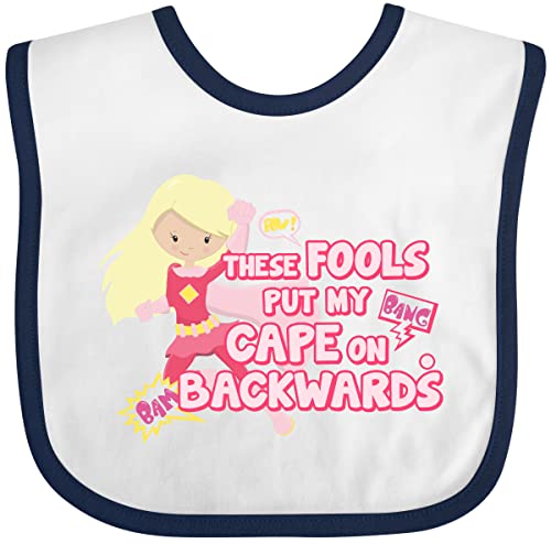 inktastic These Fools Put My Cape on Backwards® Pink Superhero Baby Bib