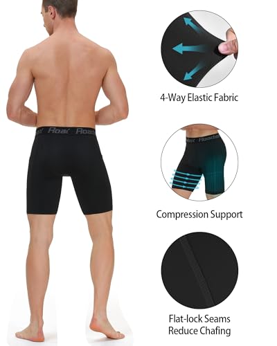 Roadbox Mens Compression Shorts with Pocket, 1/2 Pack Spandex Running Athletic Workout Performance Underwear Quick Dry3