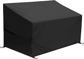 SIRUITON Housse de Banc de Jardin 3 Places Housse Banc de Jardin Imperméable Housse Salon de Jardin 420D Tissu Oxford Noir 163x66x63/89 cm