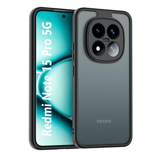 #Commissioniguadagnate<br>Cover per Xiaomi Redmi Note 15 Pro 5G Custodia Tecnologia Ibrida PC TPU Bumper Protective Cover Traslucida Posteriore Smerigliato Case [Antiurto di Grado Militare] Nero
