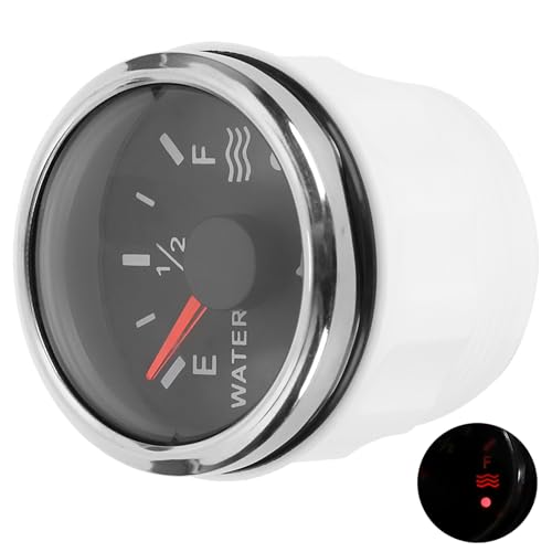 Medidor de nivel de agua, 52 mm/2 pulgadas Medidores de nivel de agua 9‑30 V CC Alarma inteligente para barco marino RV 0‑190ohm Sensor europeo(Negro)