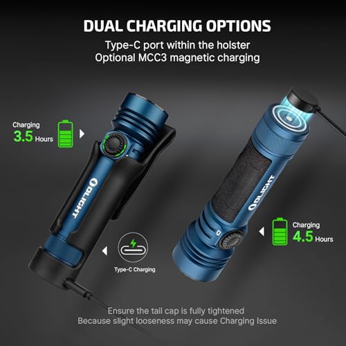 Image of OLIGHT Seeker 4 Pro Rechargeable Flashlights, 4600 Lumens High Powerful Bright Light with USB C Holster, Waterproof IPX8 for Emergencies, Camping, Searching (Midnight Blue Cool White)
