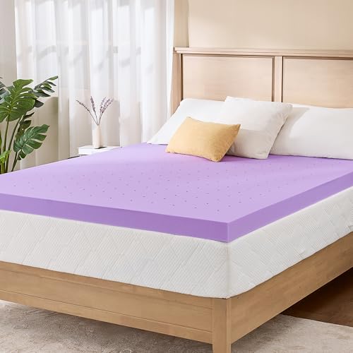 Image of MLILY 2 Inch Twin Lavender Infusion Memory Foam Mattress Topper | Ventilated & Pressure Relieving, CertiPUR-US Certified, Medium Firm Topper for Relaxing Sleep in a Box, 38 inchx75 inch