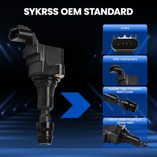 Image of Set of 4 UF491 Ignition Coil Pack Compatible with Buick Regal Verano Compatible with Chevy Equinox HHR Malibu Cobalt, Aura Ion Sky Vue L4 Replaces DG508 D522C 52-1850 DG481