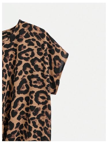 MakeMeChic Women's Plus Size Tee Shirt Leopard Print Knot Front Crew Neck Short Sleeve Summer Top3