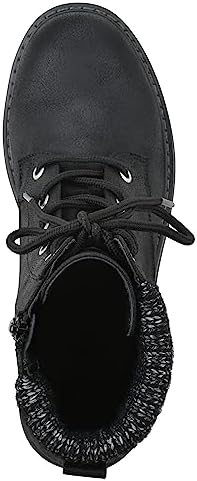 CLIFFS BY WHITE MOUNTAIN Women's Shoes Mentor Block Heeled Lace-Up Ankle Bootie, Black/Fabric, 7.5 M | Image 5