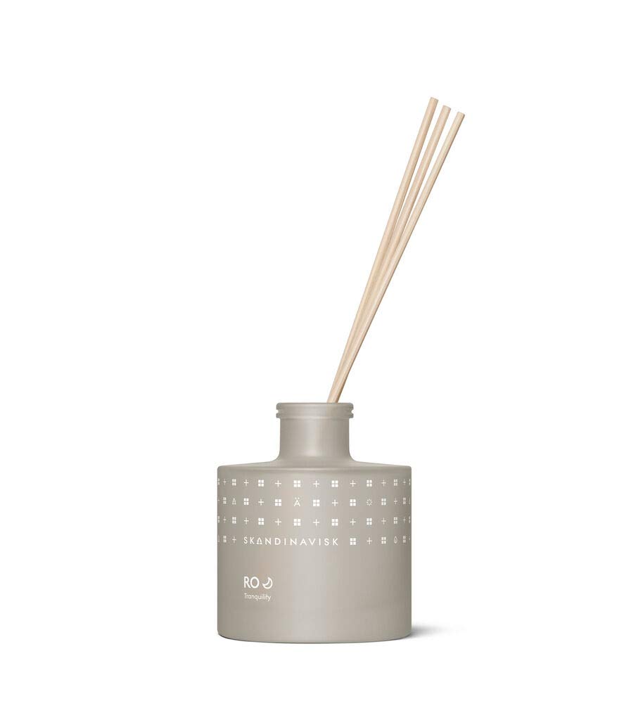 Skandinavisk RO 'Tranquility' Scent Diffuser with 8 Reeds. Fragrance Notes 200 ml, Cool Grey, Cut grass and fallen leaves, cucumber and wild violets., 1 count