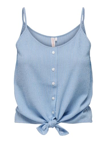 ONLY Damen Onllecey Sl Knot Singlet Noos WVN, Cloud Dancer/Stripes:medium Blue, L – Ansicht 1