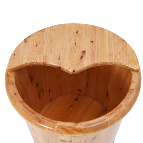 Cubeta de baño para pies de madera con tapa y taburete miniatura 5