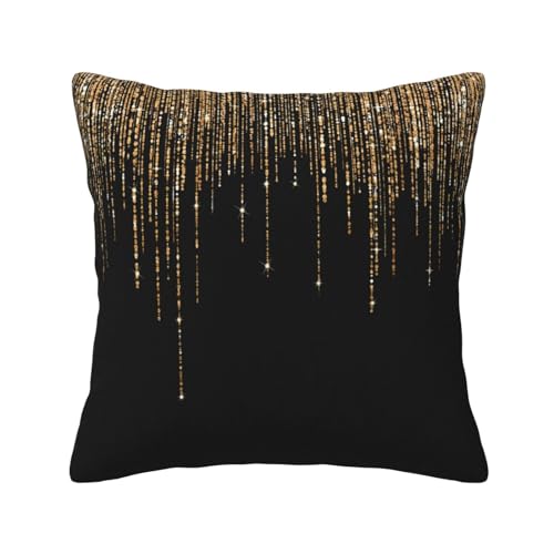 Schwarz-Gold glitzernder Glitzer, Kissenbezug, dekorativer Kissenbezug aus Cord, Kissenbezüge für Schlafzimmersofa, 40 cm