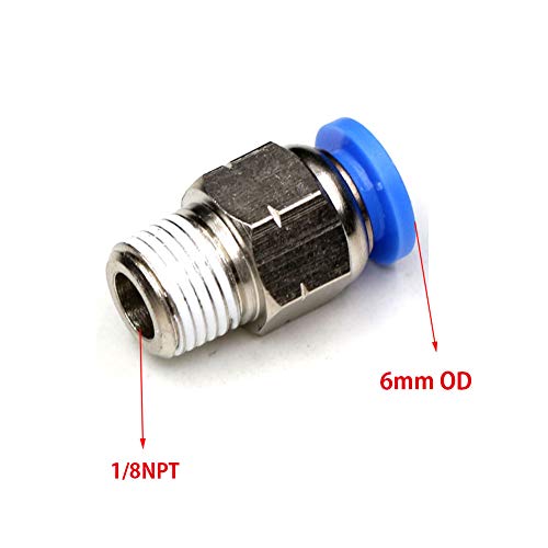 6mm Push to Connect 1/8 Inch NPT Air Fittings Push in Connectors Air Line Quick Connect Fittings,CEKER 6mm OD Tube Fittings Pneumatic Fittings Air Hose Fittings 3D Printer Accessories 10Packs