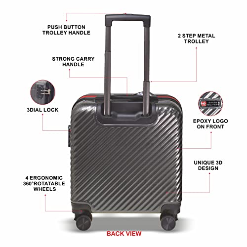 Swiss Military Combo of (LTB8_LBP6) 39L Laptop Overnighter Trolley & Black Foldable 13.2L Laptop Backpack,Combination Lock, Hard-Sided ABS Cabin Size Trolley with 360° Wheels, 15.4" Compartment