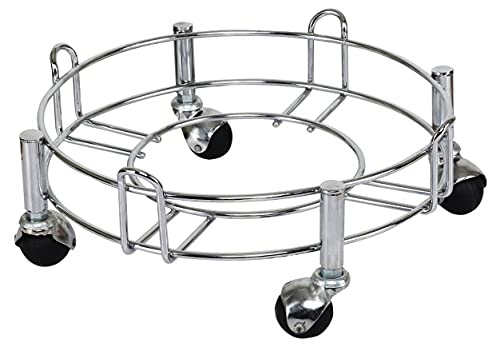 Image of Heavy Stainless Steel Gas Cylinder Trolley with Wheel | Gas Trolly | Lpg Cylinder Stand | Gas Trolly Wheel |Cylinder Trolley with Wheels | Cylinder Wheel Stand Gas Cylinder Trolley (Black)