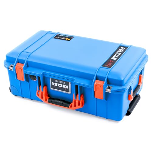 Image of Electric Blue Pelican 1535 Air Carry-on Case - Comes empty - Orange Handles & Latches.