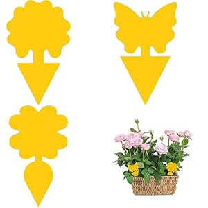 45 Stück Fruchtfliegenfalle,Sticker Fliegenfänger,Steckbare Fliegenfalle Gelbtafeln,Gelbsticker Fliegenfänger,für Pflanzen Auf dem Balkon oder Im Garten Gegen Trauermücken,Blattläuse,Minierfliegen