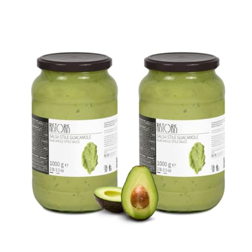 Image of Ristoris Guacamole Sauce Pack of 2 ( 2 kg each ) | Avocado Fruit Seasoning & Spread | Mexican Cuisine | Contains Avocado Fruit , Green & Red Paprika, Onion, Tomato & Cheese Powder | Used for Tacos, Burritos & Nachos | Slightly Spicy